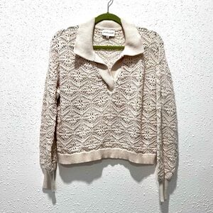 Freshman Cream V-Neck Sweater with Textured Knit XL‎